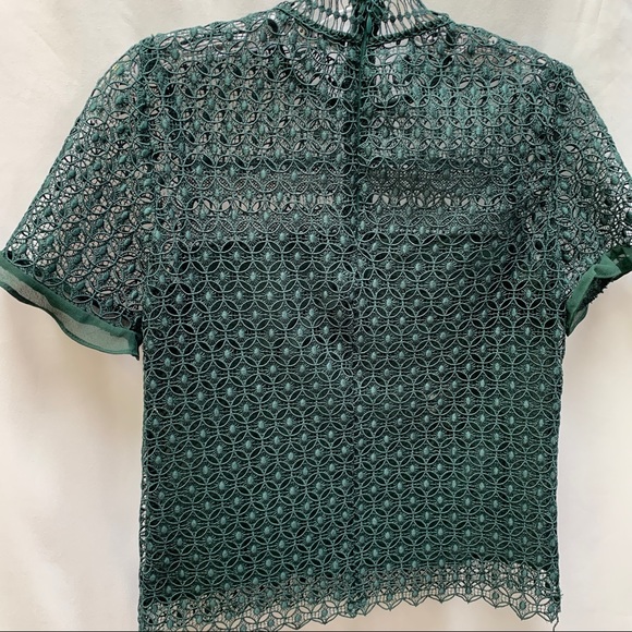 Zara Women's Blouse Short Sleeve Green Crochet Size XS EUC - Picture 3 of 6